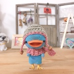 ニット帽の手乗り青い小鳥のぬいぐるちゃん♪