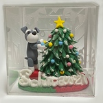 Mシュナウザー　光るツリー　Happy Merry Christmas 