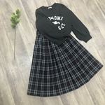 ブラックチェック 赤ラインのかわいい ギャザースカート