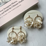No.4:ヴィンテージフラワーとフープのピアス　イヤリング