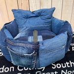 デニムリメイク★車用ペットベッド  ドライブベッド　No.004