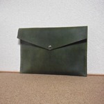 レザークラッチバッグ/オリーブ/革