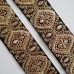 【85㎝カット済み】シルク刺繍リボン 【ブラック×ブラウンマーブル】