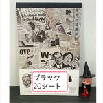 大きなシール帳＊ブラック＊人物＊和紙シール＊20シート＊海外製