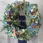 紫陽花リース　特大サイズ　秋リース　ドライフラワープレゼント