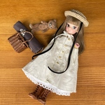 復刻版初代リカちゃん服＊リボンカラー切り替えワンピセット