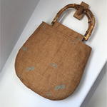 ミナペルホネン ⭐︎ choucho light brown⭐︎ バンブーハンドルのまあるいぺたんこバッグ