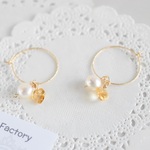 再販◇14kgf＊AAAランク＊ハートのシトリン♡＆淡水パール＊キラキラ＊フープピアス