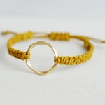 再販：レザーブレスレット*yellow×gold