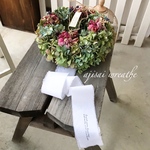 紫陽花リース　秋リース　ハロウィンリース　ドライフラワー