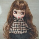 472.※冬服※千鳥柄のウール素材のポンチョ※ブライスアウトフィット※1/6ドール
