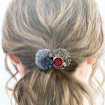 antique chic ポニーフック（ヘアゴム/ヘアクリップ変更OK） アンティーク ボタン グレー
