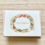 🎄透明水彩画「クリスマスリース」北欧イラストミニカード２枚セット　クリスマス　クリスマスカード🎄