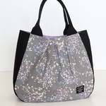 まるいトートバッグ　ボタニカルグレー色×帆布黒