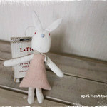 ぷちうさこのシロシロ＊ピンクストライプドレス～リバティストール＊バッグチャーム
