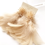 【beige】beads × feather pierce／ earring