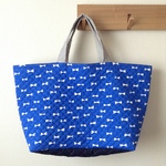 『ｊ様ご予約品』キルティングdeトートバッグ-BIG【りぼんblue】