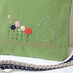 うさぎ刺繍のミニショルダー#グリーン