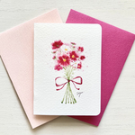 🌸透明水彩画「コスモスの花束」イラストミニカード  2枚セット　バースデーカード サンキューカード　花　秋桜  敬老の日　敬老の日カード🌸