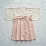 【再販】袴風ロンパース　薄桜色・70サイズ