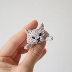 【再販】覗く猫ブローチ☆グレー猫
