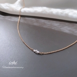 ネックレス　超シンプル　極小パールとクリスタルのネックレス