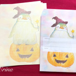 ハロウィン　魔女ペンギンのレターセット　