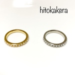 シンプル♡極小アクリルパールのハーフエタニティリング　ゴールド•シルバー2色展開