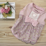 【完成品】花柄バルーンスカートワンピ　ピンクSS