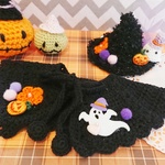 【犬猫用】ハロウィン　ポンチョ＆魔女っ子帽子セット