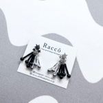 2way ⭐︎＋fringe pierce  (オニキス＋ヘマタイト)ステンレスピアス