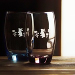 【ペア販売】ウサギ グラスタンブラー ブルー 350ml 2個