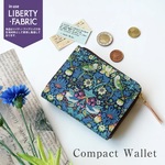 リバティと本革のコンパクトウォレット🌸【ストロベリーシーフ】財布　ミニ財布　ミニウォレット　本革財布　レザーウォレット　お財布　ウィリアムモリス　リバティファブリック　オーダーメイド　敬老の日