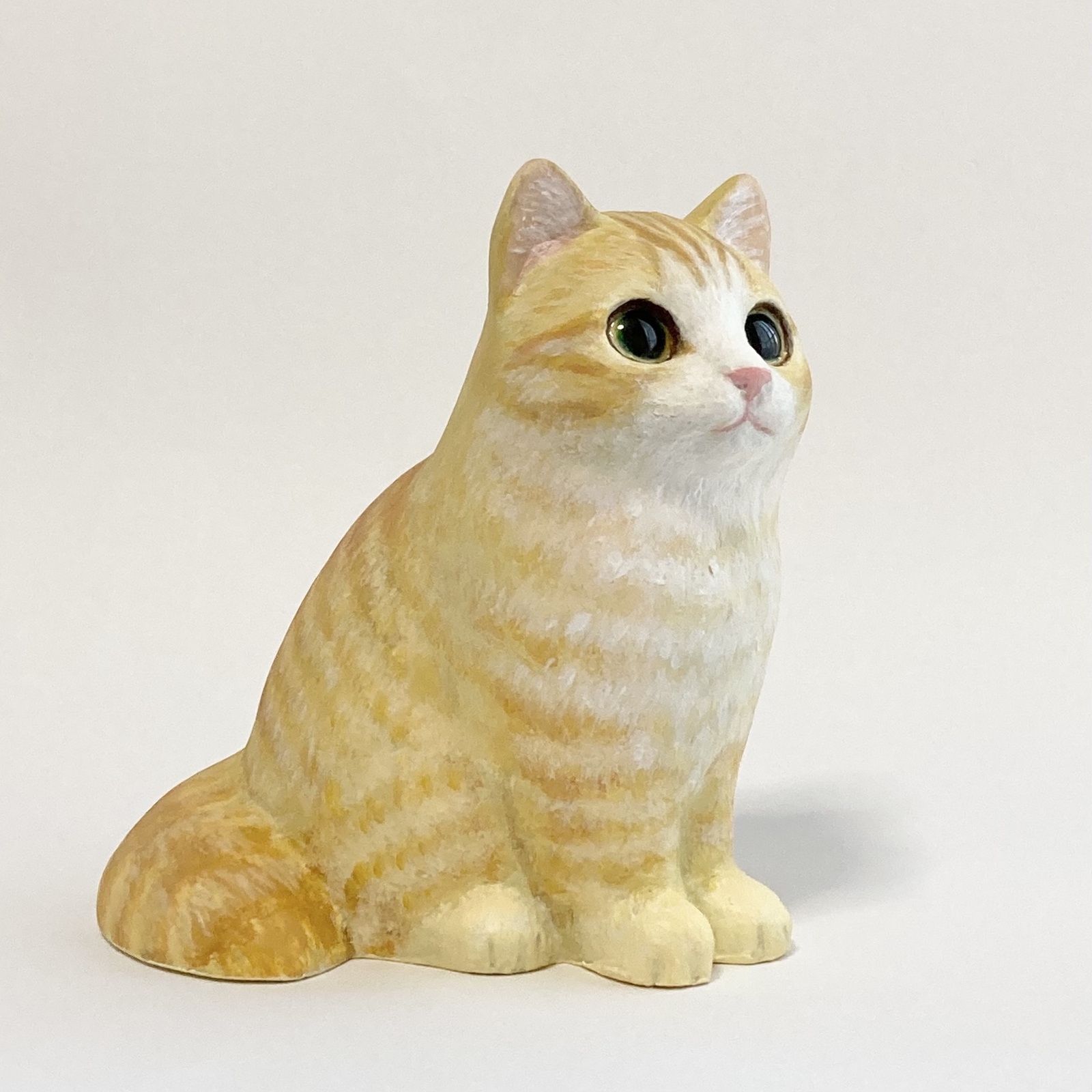 mia 茶トラ 猫 羊毛フェルト 置物 LLLサイズ お耳ふわふわ