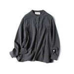 ほどよい「抜け感」で　程よく「上品」なドットジャガードコットンリネン生地　シャツブラウス　　210902−1