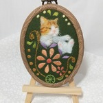 羊毛フェルト 茶トラ白 プチフレーム