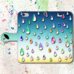 iPhone Android 手帳型スマホケース 雨 傘 カラフル ブルー 水滴ver.【送料無料】