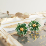 深いグリーンの花＊ピアス・イヤリング