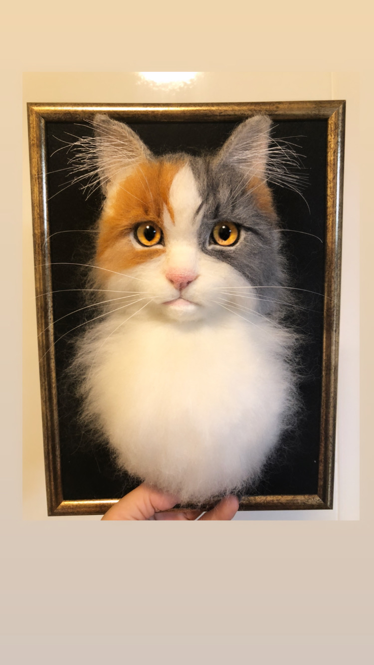 羊毛フェルト 実物大 猫 人形 三毛猫 リアル オーダーメイド
