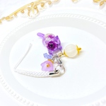 【パープル】じゃれ猫　花入りストラップ