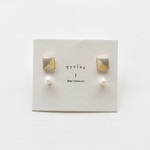 淡水真珠：pearl×square 2way pierce[MULTI]