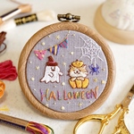 [rinrakiさま用ページ]Halloween Party カボチャネコちゃん手刺繍フープ