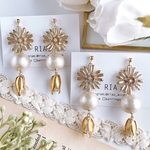 ♢goldflower pearlピアス/イヤリング♢ 　サージカルステンレス/K16GP/シリコンカバー