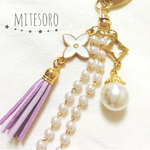 春色バッグチャーム♡上品パール♡キーホルダー♡お花