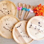 [SALE]1400円→800円〜なくなり次第終了♡ご結婚＆ご出産祝いに♡名入れ丸型プレート＆スプーンセット☆彡