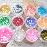 アソート ホログラム 12色 2mm 六角形 ネイル レジン 素材 封入 材料 手芸 (AS14)