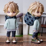 パーカーとパンツのセット　ミントグリーン（ねんどろいどどーるオビツ11ボディ共有サイズ）