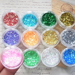 アソート ホログラム 12色 1mm 六角形 ミックス ネイル レジン 素材 封入 材料 手芸 (AS16)