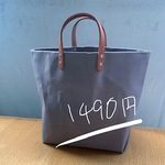 大きめパラフィン帆布トートバッグ　革持ち手　BGR