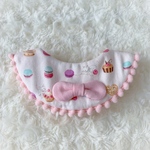 lovely 💗 Cat bib ୨୧ キャットマカロン柄 × ピンクポンポン